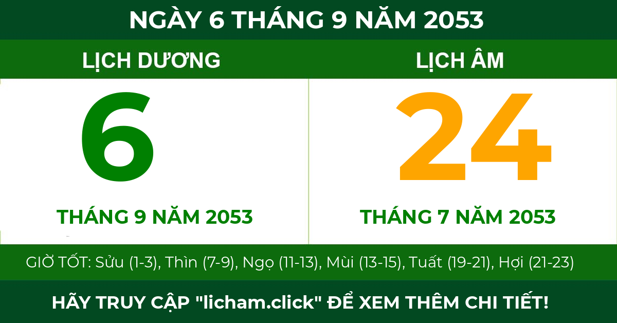 lịch âm ngày 6 tháng 9 năm 2053