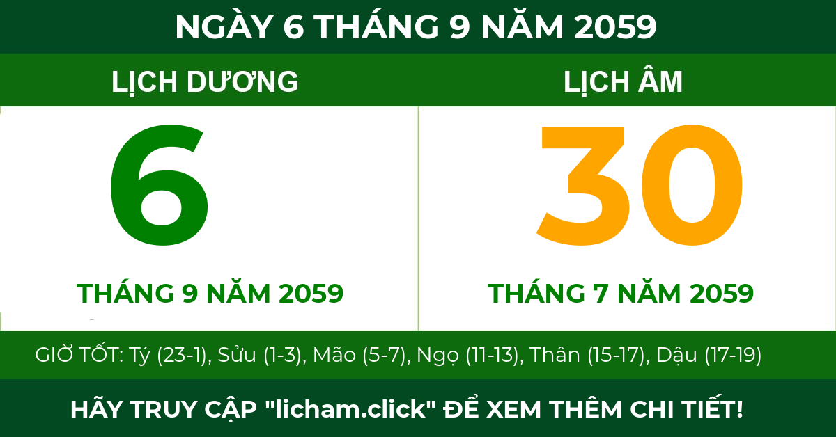 lịch âm ngày 6 tháng 9 năm 2059