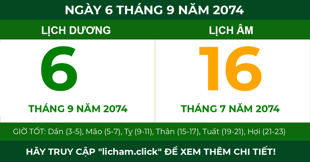 lịch âm ngày 6 tháng 9 năm 2074