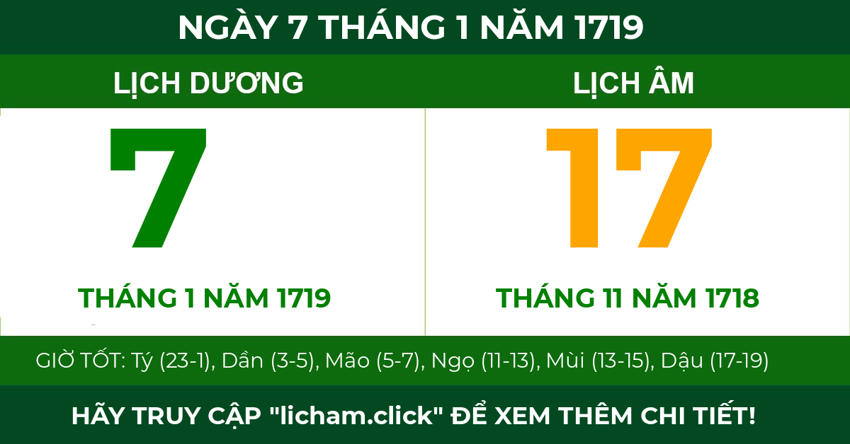 lịch âm ngày 7 tháng 1 năm 1719