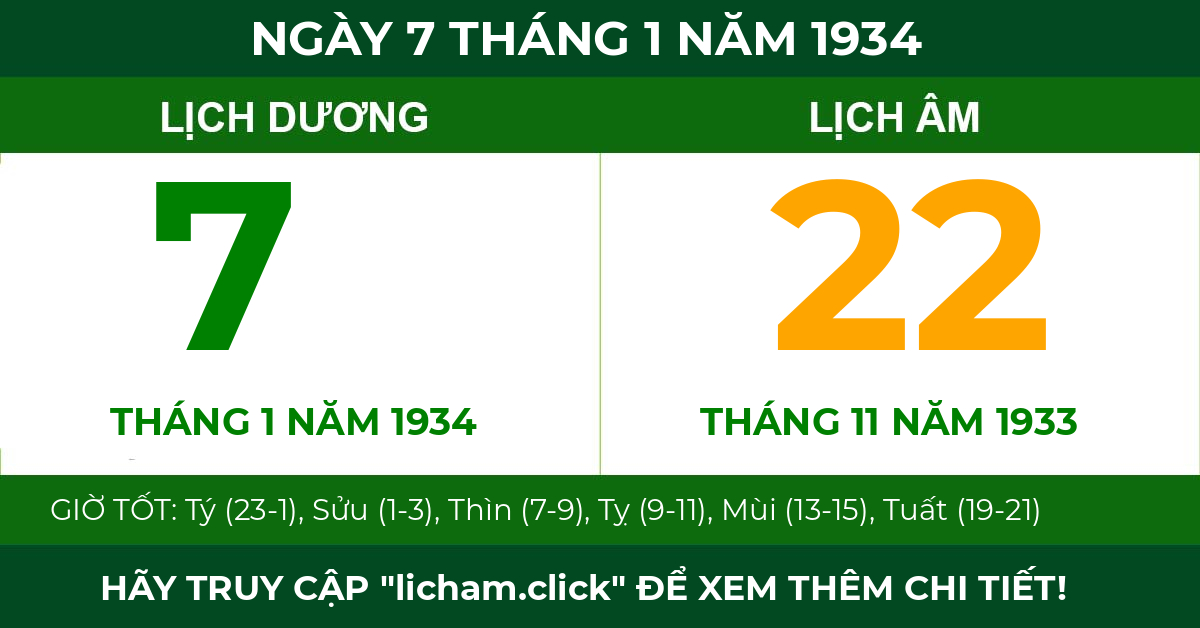 lịch âm ngày 7 tháng 1 năm 1934