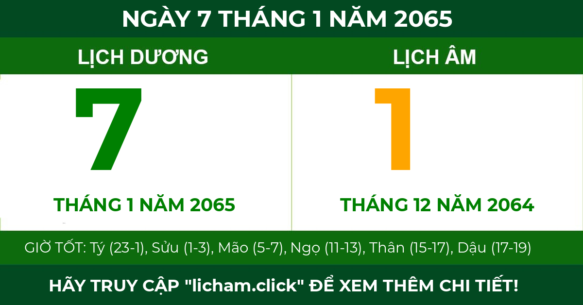lịch âm ngày 7 tháng 1 năm 2065