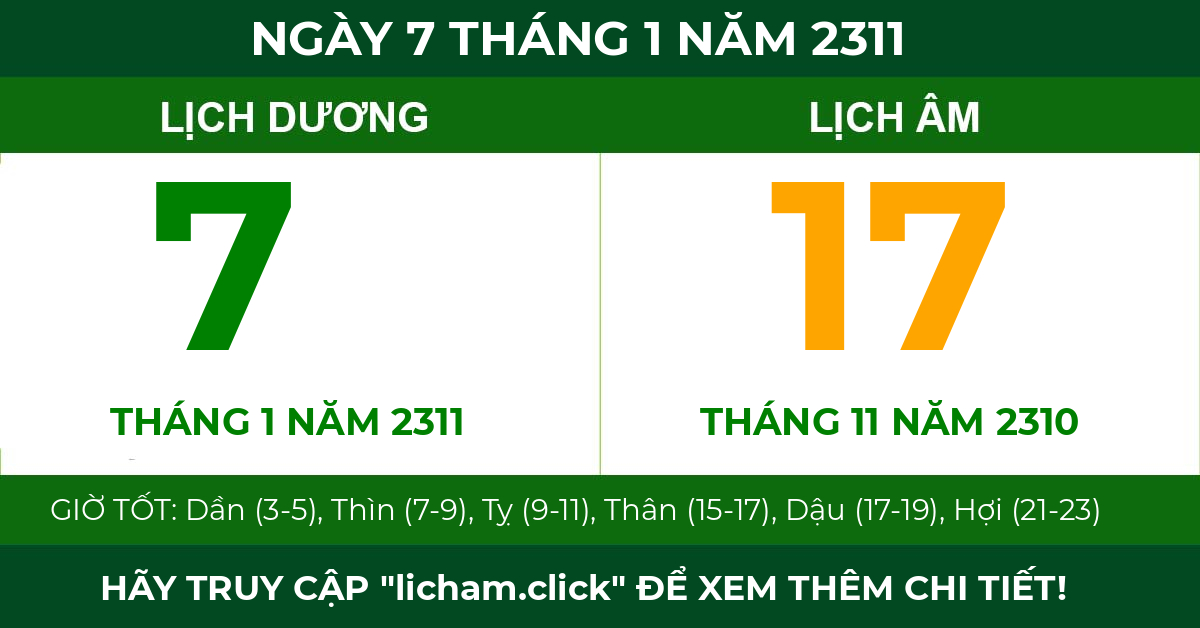 lịch âm ngày 7 tháng 1 năm 2311