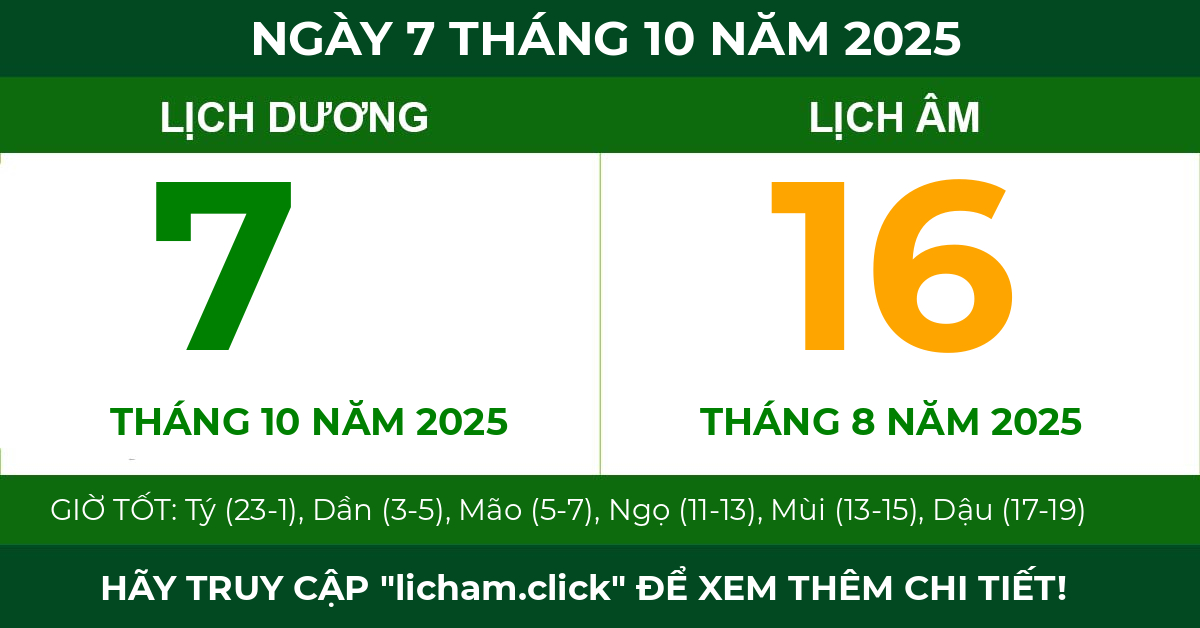 lịch âm ngày 7 tháng 10 năm 2025