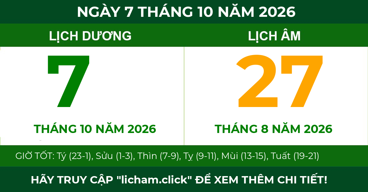 lịch âm ngày 7 tháng 10 năm 2026