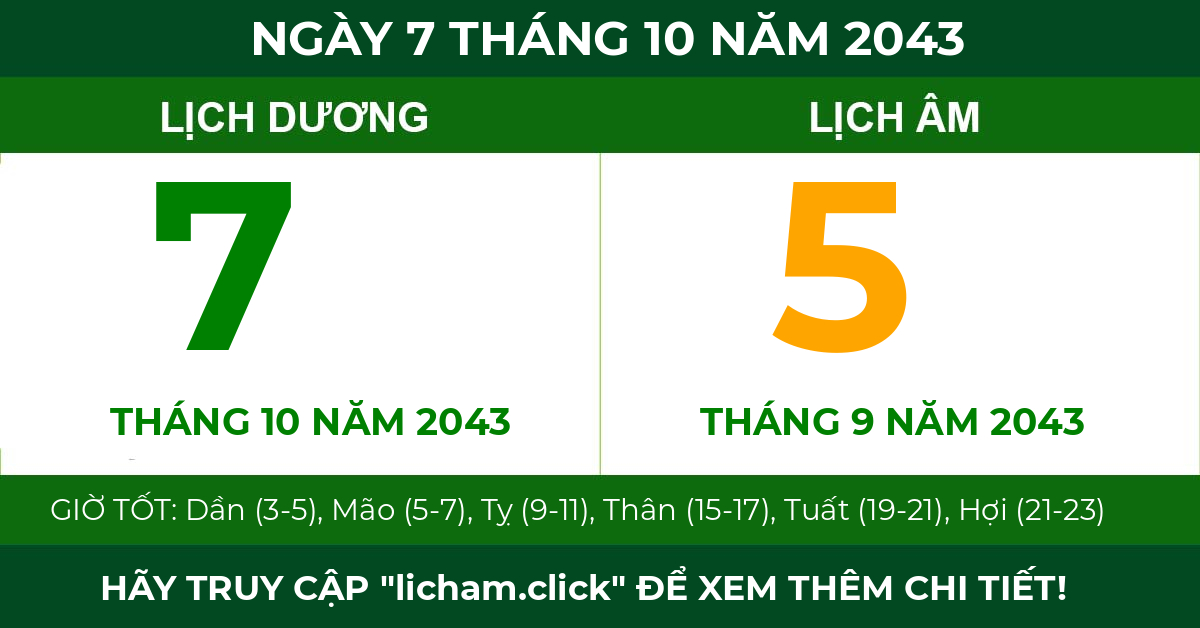 lịch âm ngày 7 tháng 10 năm 2043