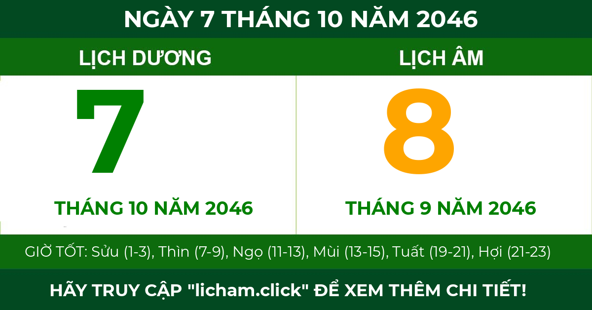 lịch âm ngày 7 tháng 10 năm 2046