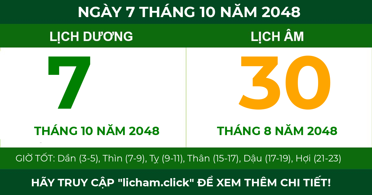 lịch âm ngày 7 tháng 10 năm 2048