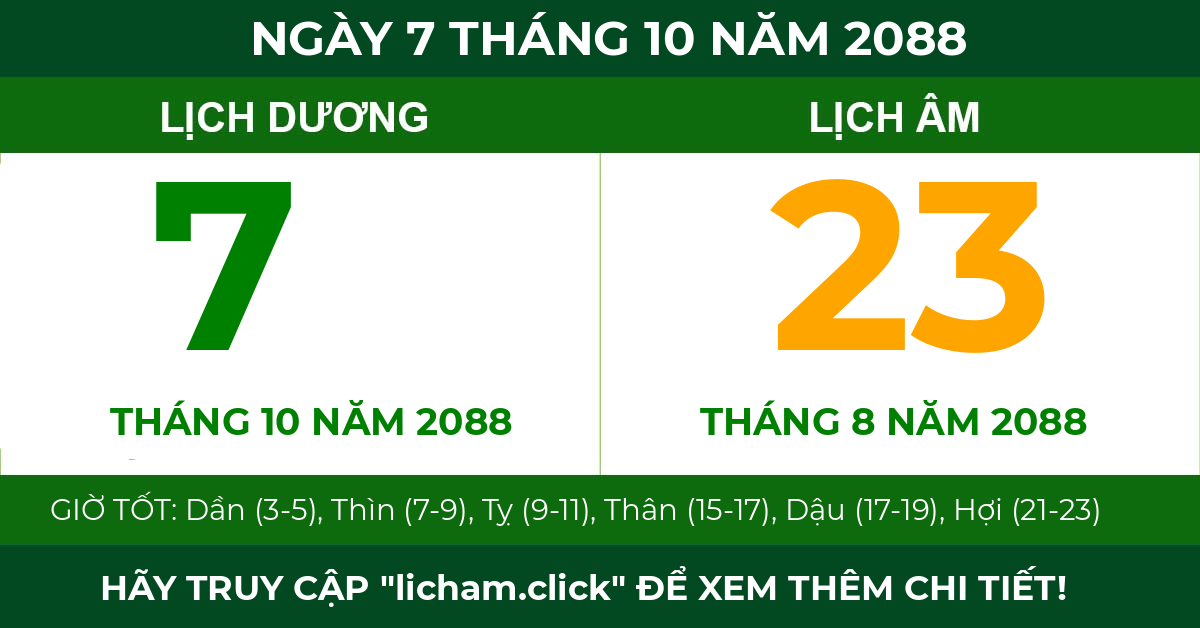 lịch âm ngày 7 tháng 10 năm 2088