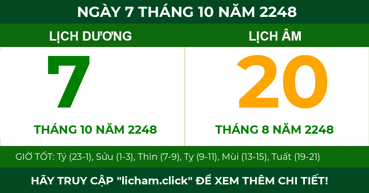 lịch âm ngày 7 tháng 10 năm 2248