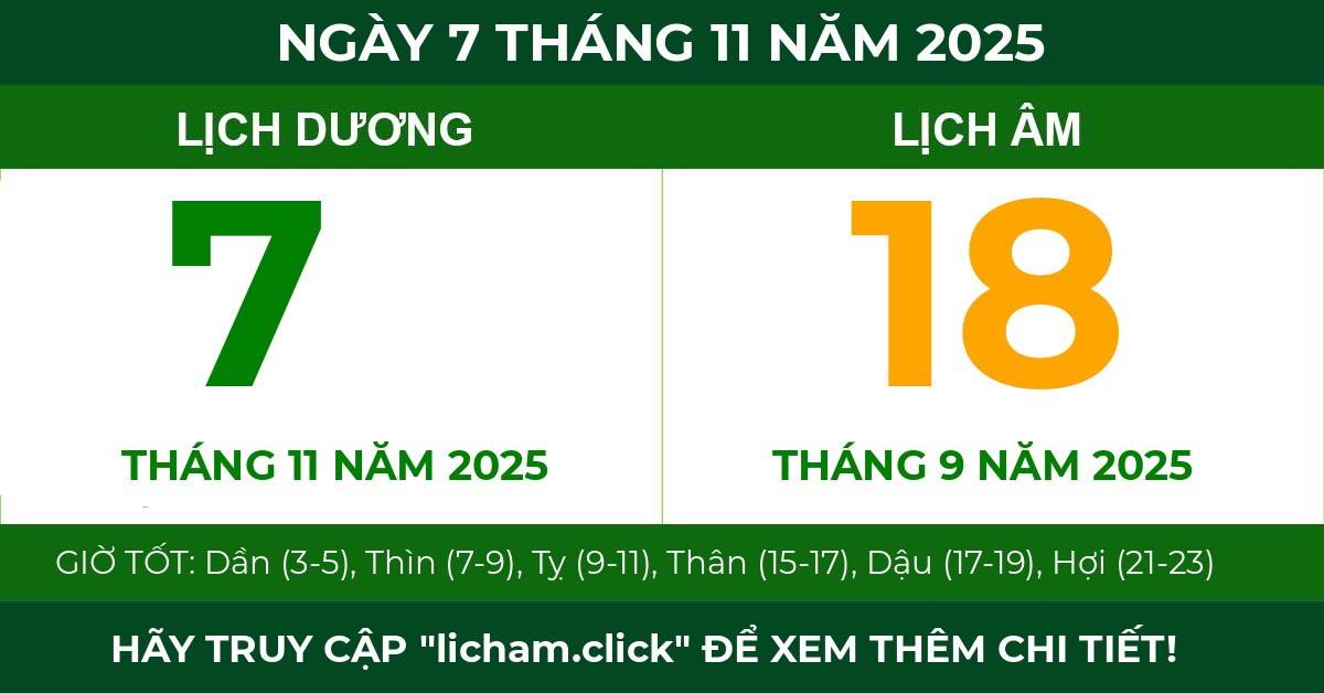 lịch âm ngày 7 tháng 11 năm 2025