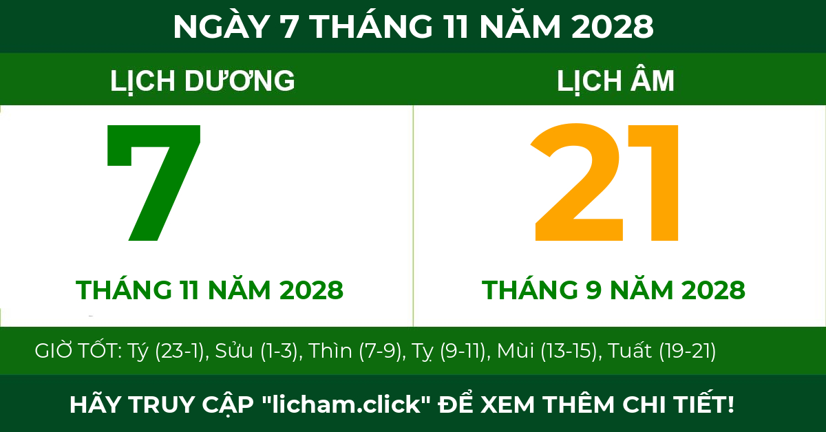 lịch âm ngày 7 tháng 11 năm 2028