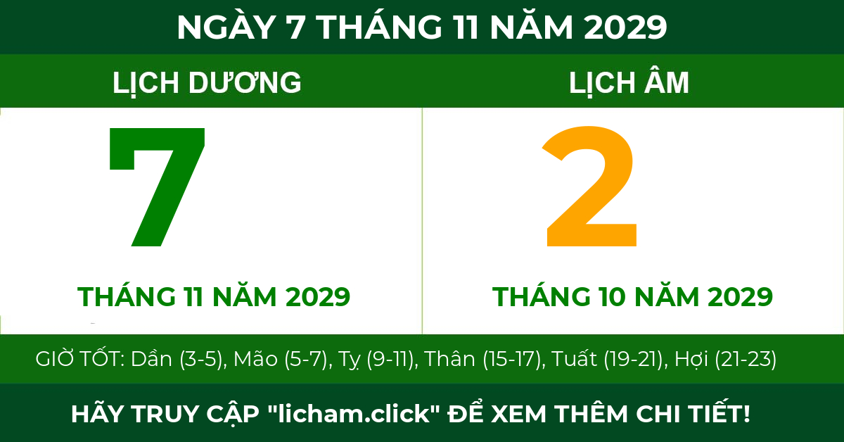 lịch âm ngày 7 tháng 11 năm 2029
