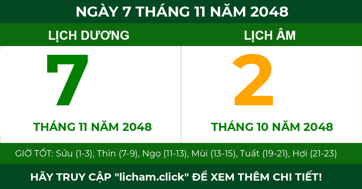 lịch âm ngày 7 tháng 11 năm 2048