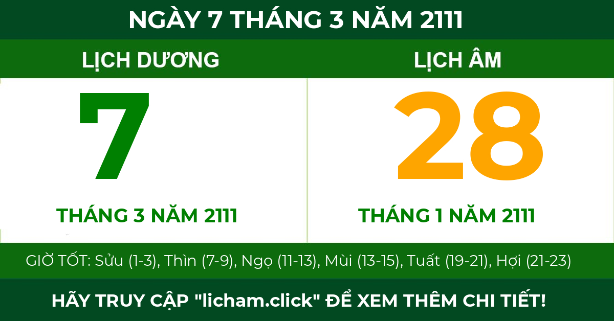 lịch âm ngày 7 tháng 3 năm 2111