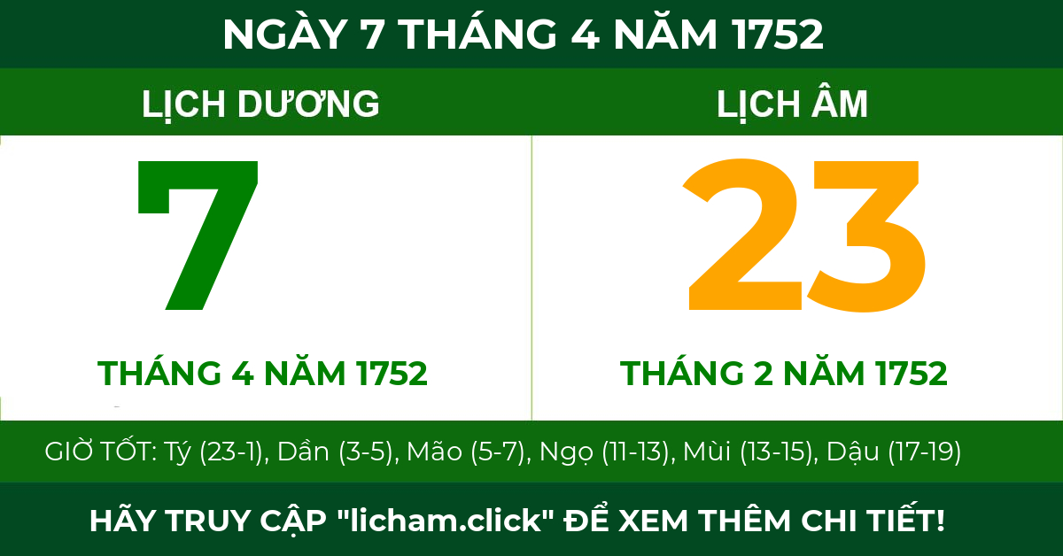 lịch âm ngày 7 tháng 4 năm 1752