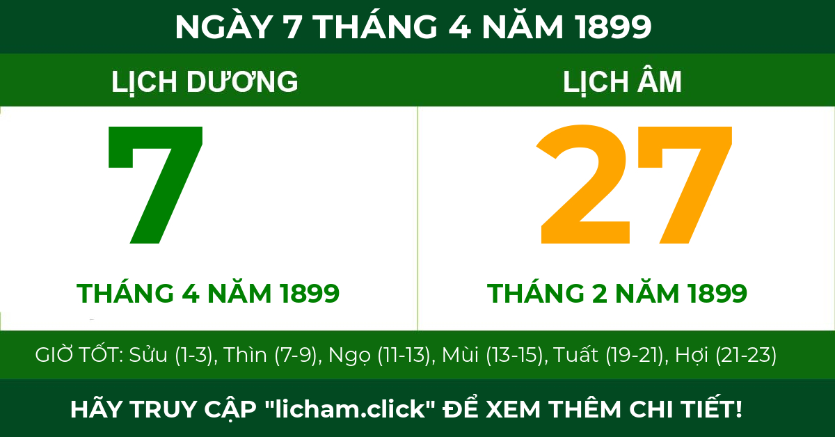 lịch âm ngày 7 tháng 4 năm 1899