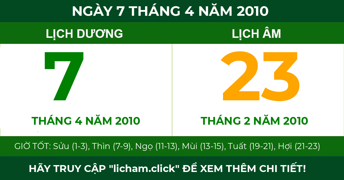 lịch âm ngày 7 tháng 4 năm 2010