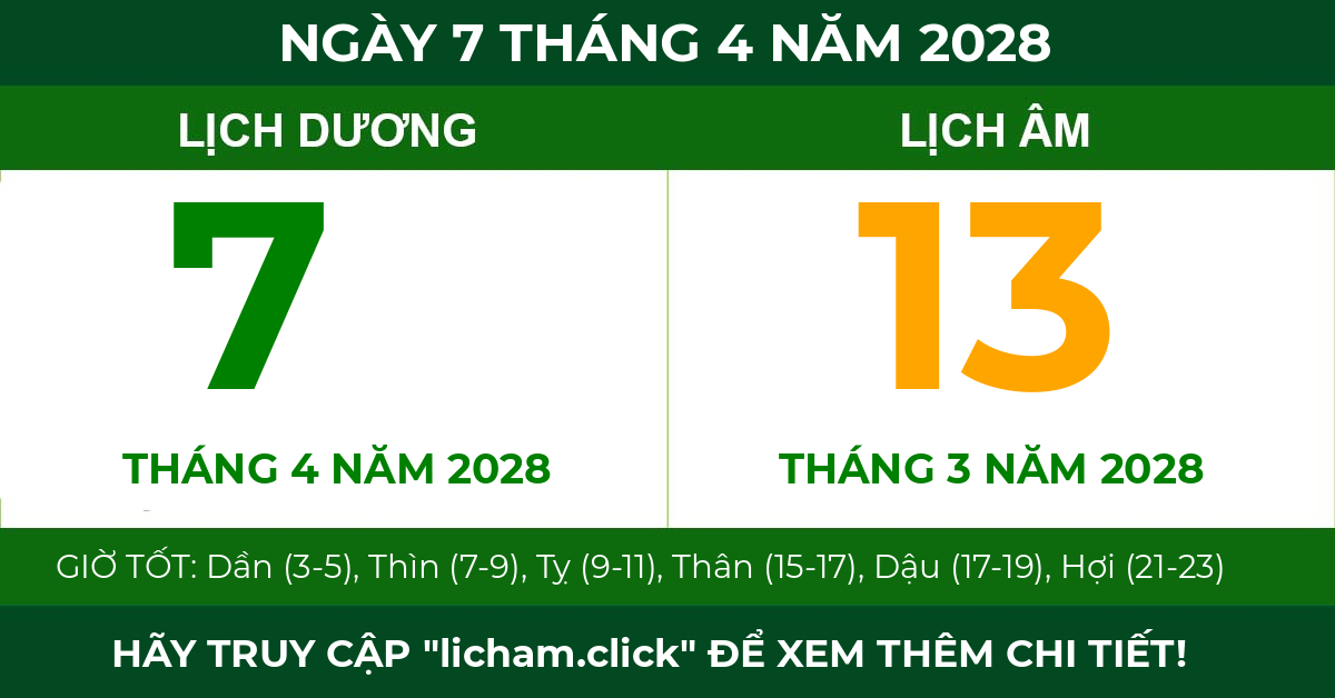 lịch âm ngày 7 tháng 4 năm 2028