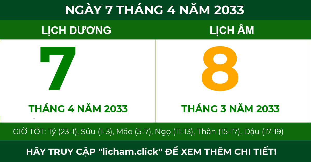 lịch âm ngày 7 tháng 4 năm 2033