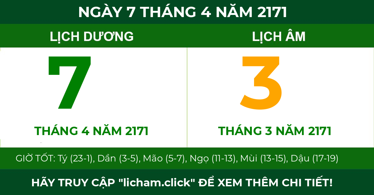 lịch âm ngày 7 tháng 4 năm 2171