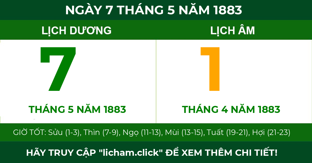 lịch âm ngày 7 tháng 5 năm 1883
