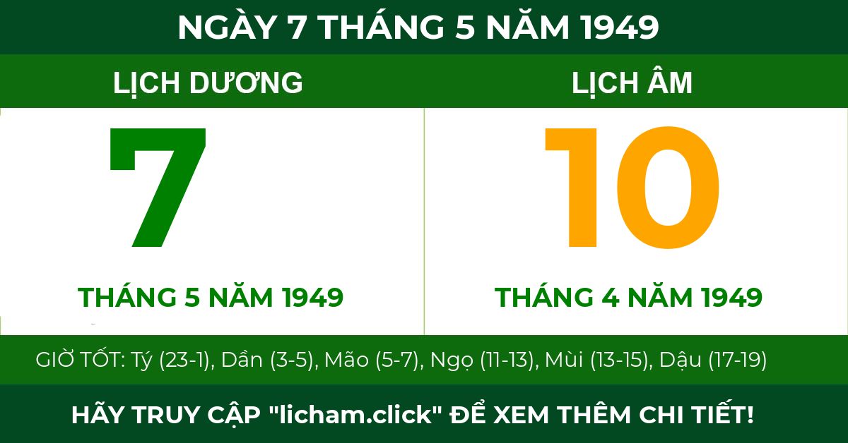 lịch âm ngày 7 tháng 5 năm 1949