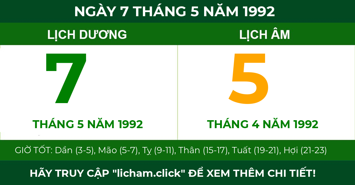 lịch âm ngày 7 tháng 5 năm 1992