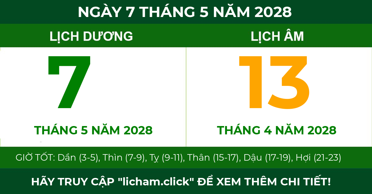 lịch âm ngày 7 tháng 5 năm 2028