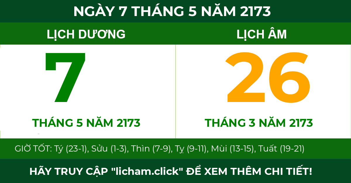 lịch âm ngày 7 tháng 5 năm 2173