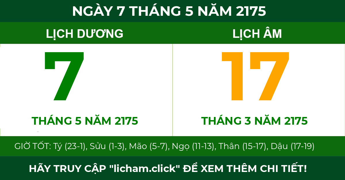 lịch âm ngày 7 tháng 5 năm 2175
