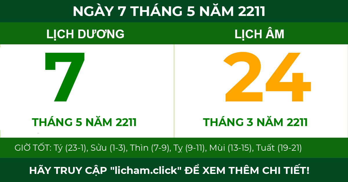 lịch âm ngày 7 tháng 5 năm 2211