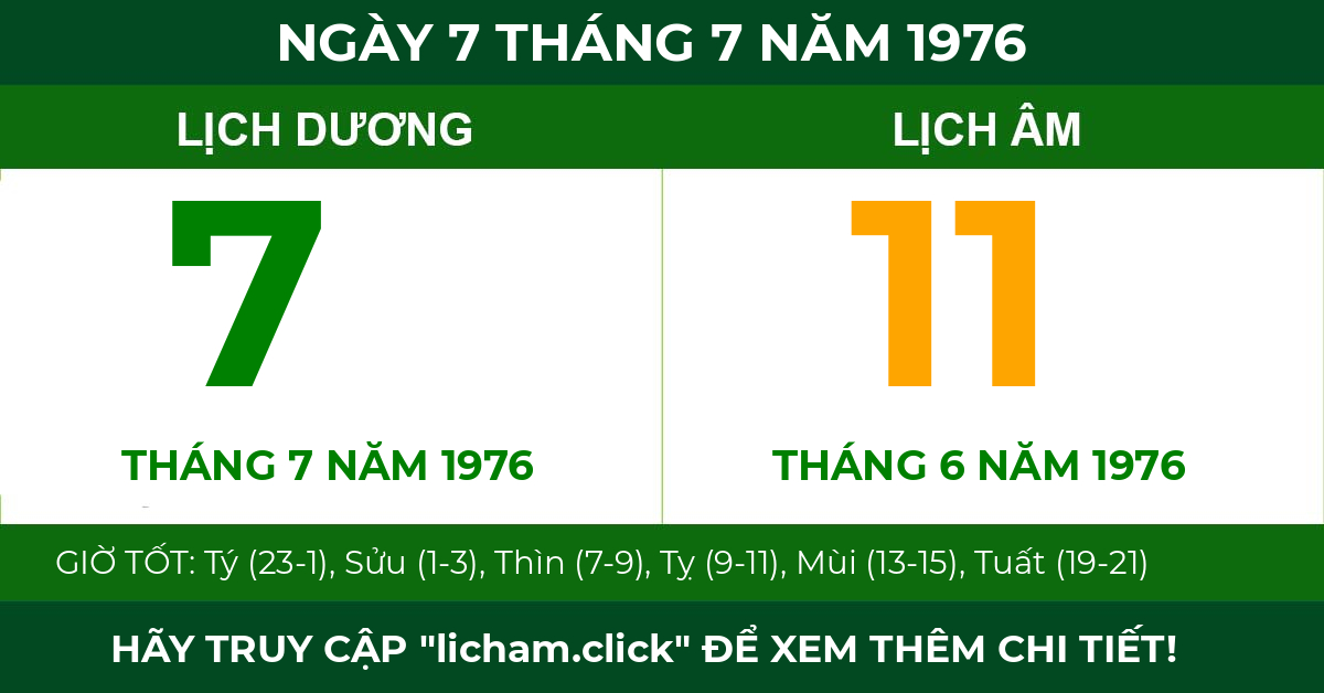 lịch âm ngày 7 tháng 7 năm 1976