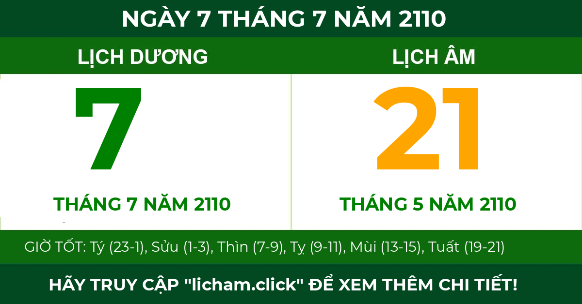 lịch âm ngày 7 tháng 7 năm 2110