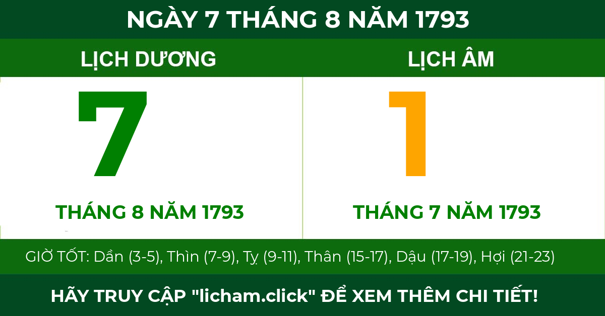lịch âm ngày 7 tháng 8 năm 1793