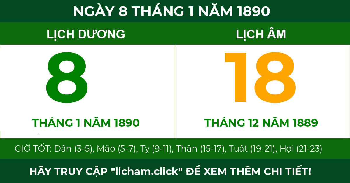 lịch âm ngày 8 tháng 1 năm 1890