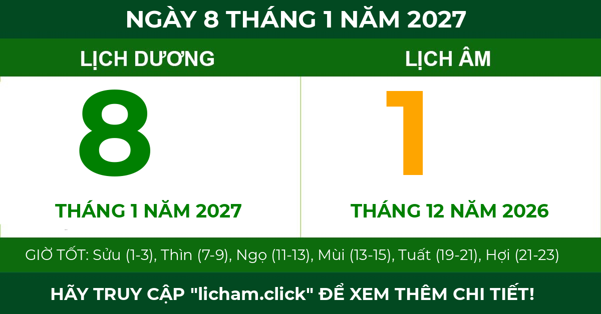 lịch âm ngày 8 tháng 1 năm 2027