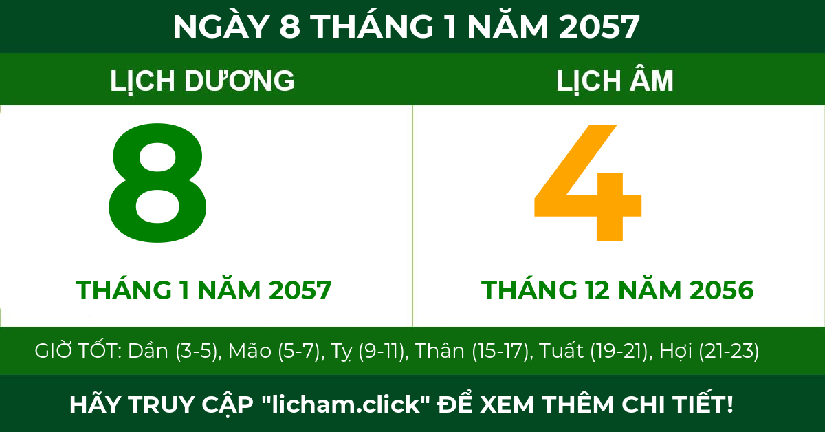 lịch âm ngày 8 tháng 1 năm 2057