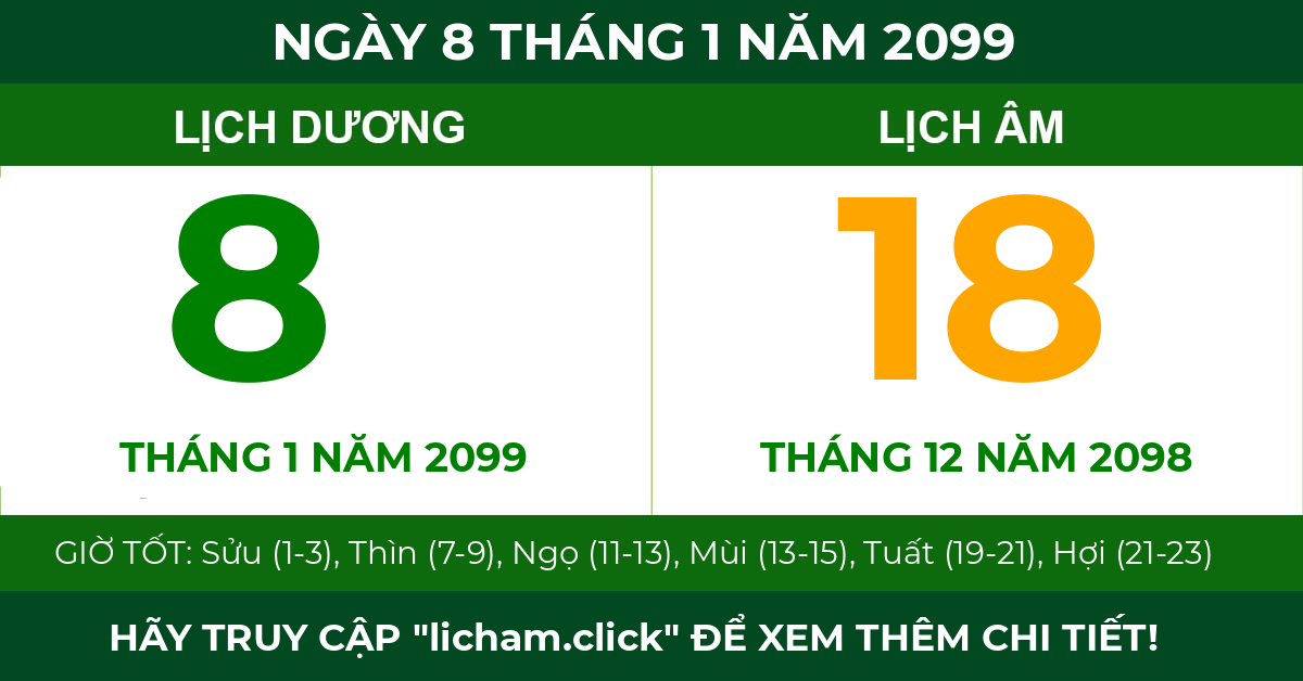 lịch âm ngày 8 tháng 1 năm 2099