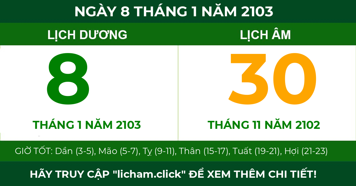 lịch âm ngày 8 tháng 1 năm 2103