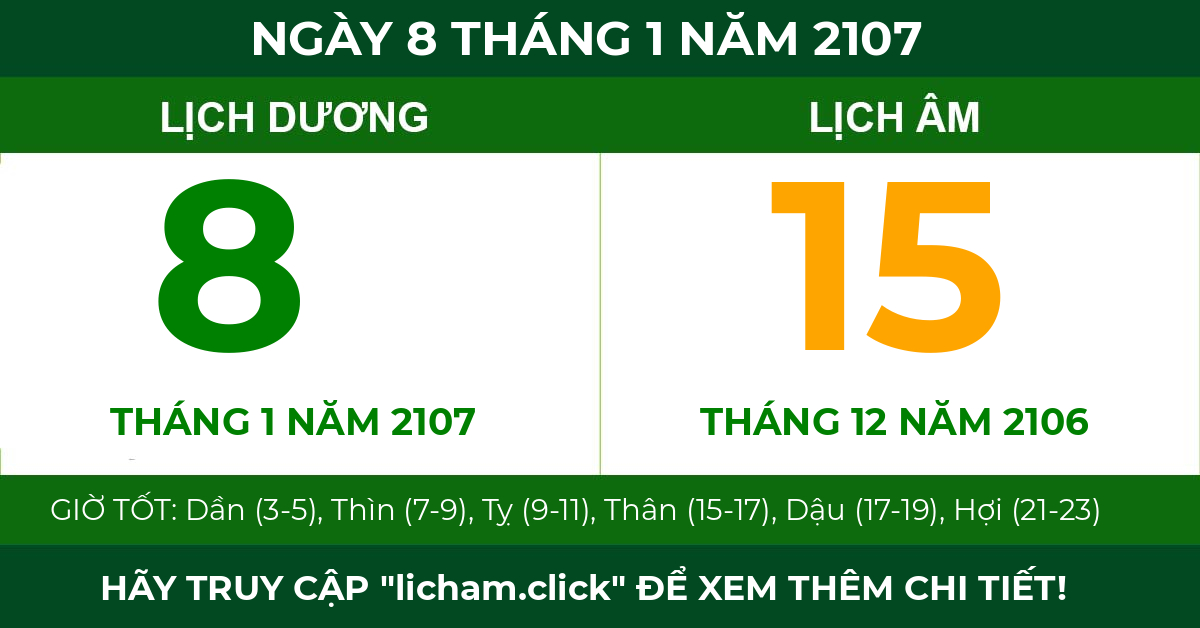 lịch âm ngày 8 tháng 1 năm 2107