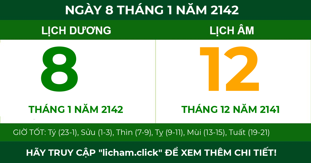 lịch âm ngày 8 tháng 1 năm 2142