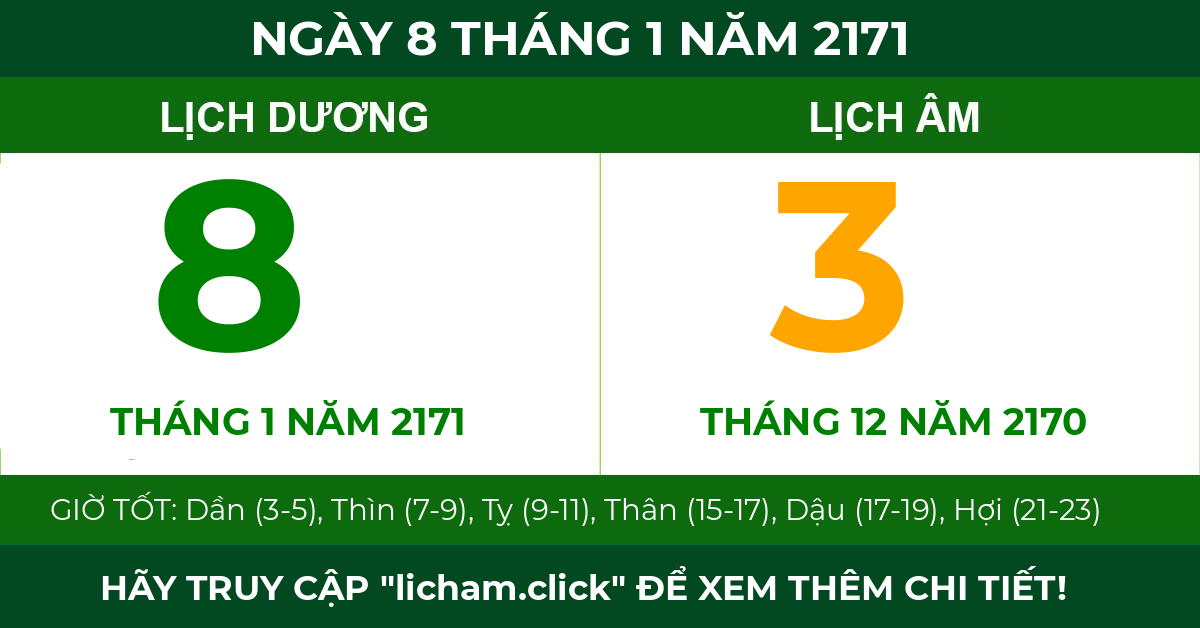 lịch âm ngày 8 tháng 1 năm 2171