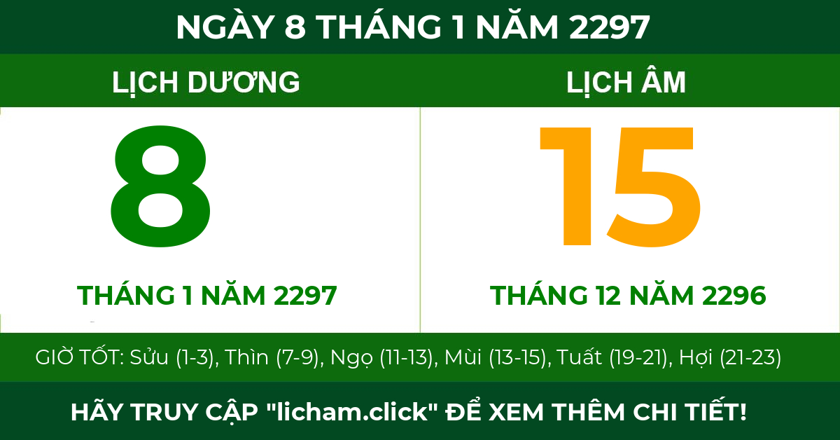 lịch âm ngày 8 tháng 1 năm 2297