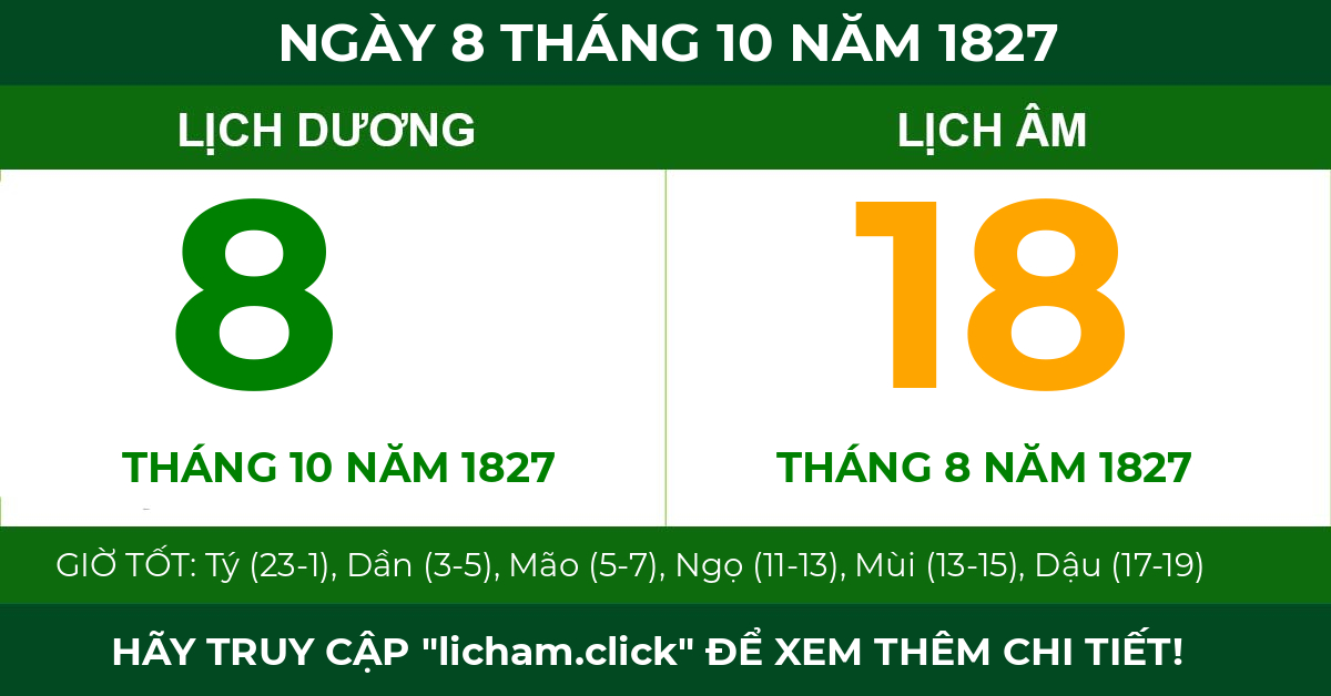 lịch âm ngày 8 tháng 10 năm 1827