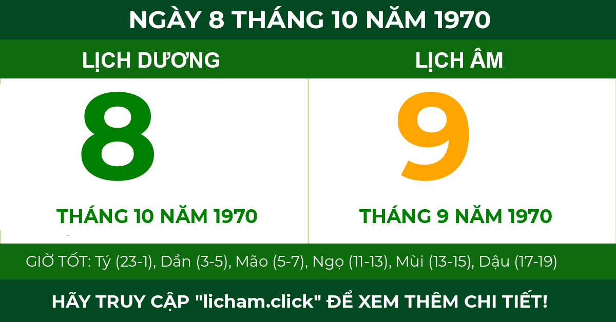 lịch âm ngày 8 tháng 10 năm 1970
