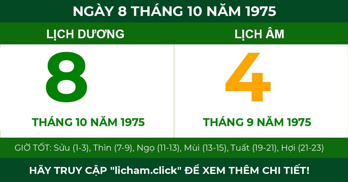lịch âm ngày 8 tháng 10 năm 1975