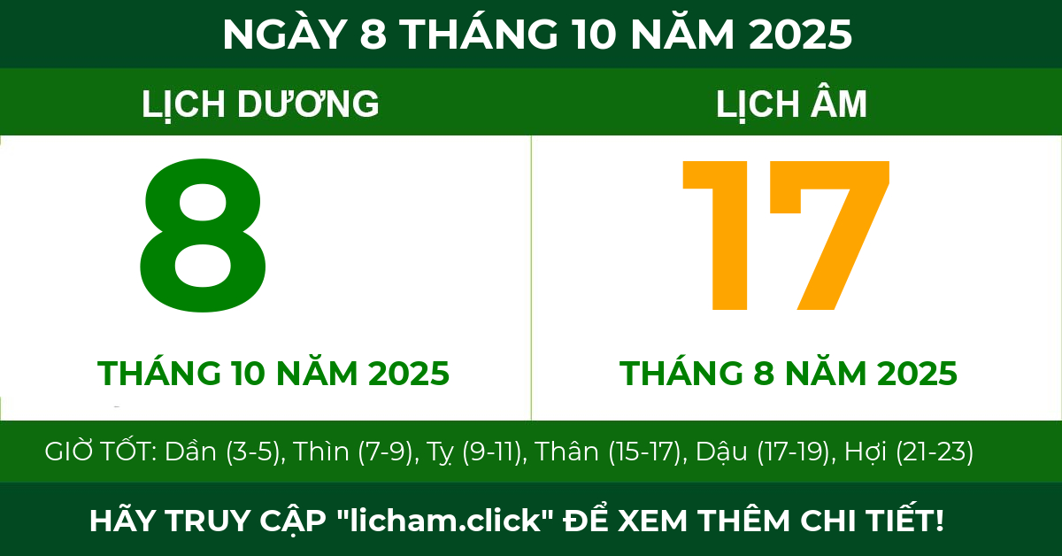 lịch âm ngày 8 tháng 10 năm 2025
