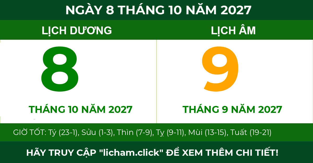 lịch âm ngày 8 tháng 10 năm 2027