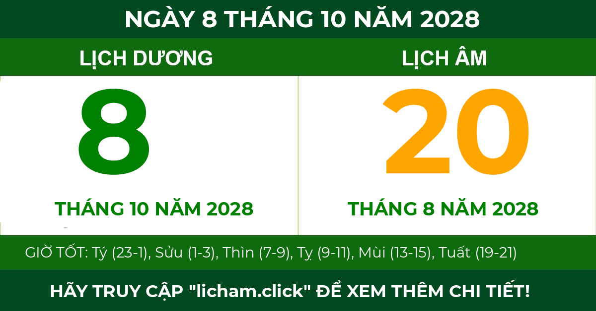 lịch âm ngày 8 tháng 10 năm 2028